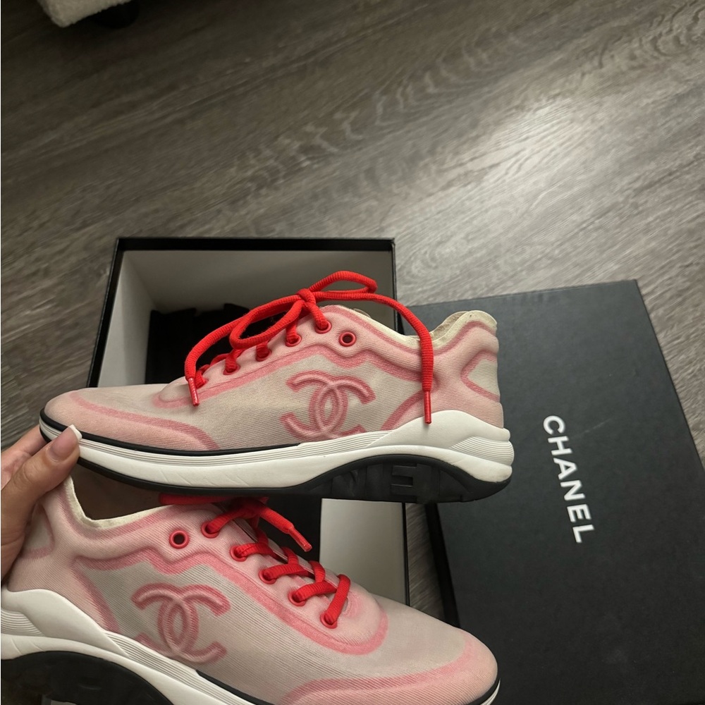 CHANEL Women's Red and Pink Sneakers